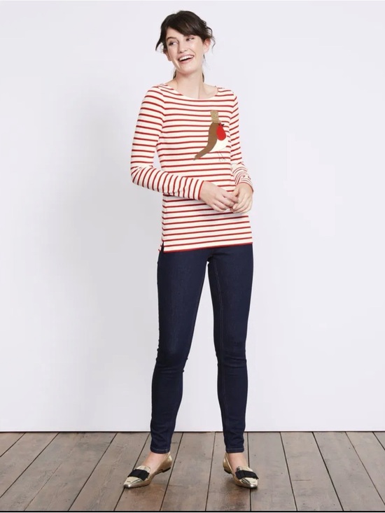 Boden Tops - Boden The Christmas Breton Red & White Striped Top with Pink Trim (Box B)